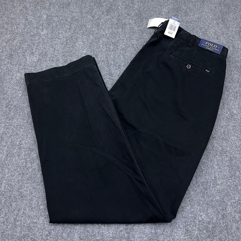 NEW Polo Ralph Lauren Chino Pants Men's 44B x 34 Black Classic Fit 100% Cotton